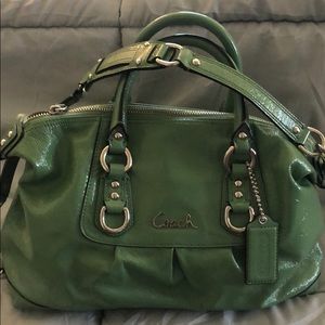 Adorable light green patent leather Coach Bag!